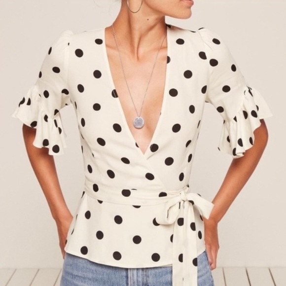 Reformation Tops - Reformation Opal Polka Dot Top